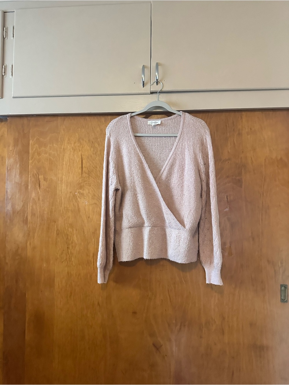 Jessica Simpson Blush Pink V-Neck Wrap Knit Sweater